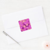 Kunstdebloem - schoppen van violet, koraal vierkante sticker (Envelop)