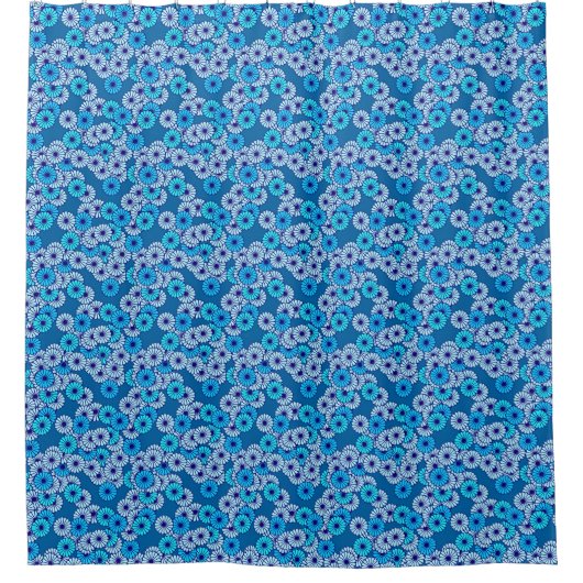 Kunstdebloem - tinten blauw douchegordijn (Voorkant)