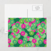 Kunstdebloem - tinten groen, fuchsie briefkaart (Voorkant / Achterkant)