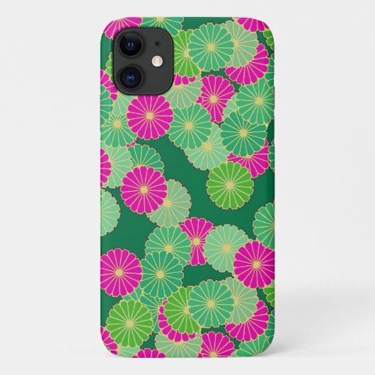 Kunstdebloem - tinten groen, fuchsie Case-Mate iPhone case (Achterkant)