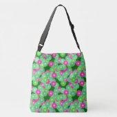 Kunstdebloem - tinten groen, fuchsie crossbody tas (Achterkant)