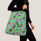 Kunstdebloem - tinten groen, fuchsie crossbody tas (Dichtbij)