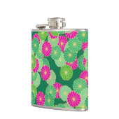 Kunstdebloem - tinten groen, fuchsie heupfles (Links)