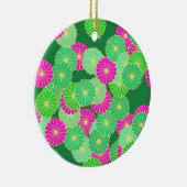 Kunstdebloem - tinten groen, fuchsie keramisch ornament (Rechts)