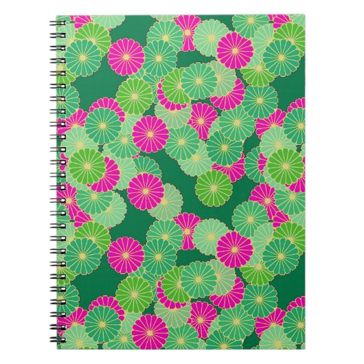 Kunstdebloem - tinten groen, fuchsie notitieboek (Voorkant)