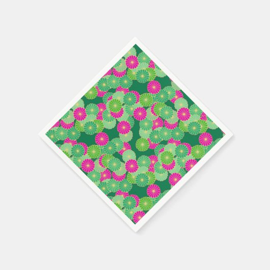 Kunstdebloem - tinten groen, fuchsie servetten (Hoek)