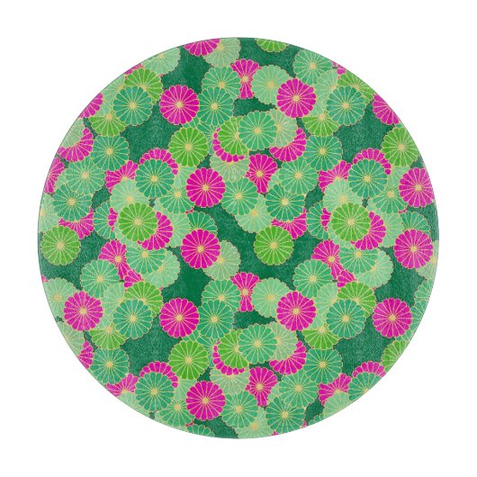 Kunstdebloem - tinten groen, fuchsie snijplank (Voorkant)