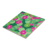 Kunstdebloem - tinten groen, fuchsie tegeltje (Zijkant)