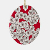 Kunstdebloem - wit op Chinees rood Keramisch Ornament (Rechts)