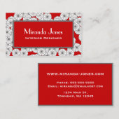 Kunstdebloem - wit op diep rood visitekaartje (Voorkant / Achterkant)