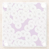 Kunstdebloem - wit op paars glazen onderzetter (Achterkant)