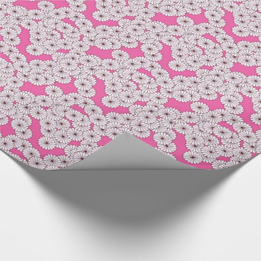Kunstdebloem - wit op roze cadeaupapier (Hoek)