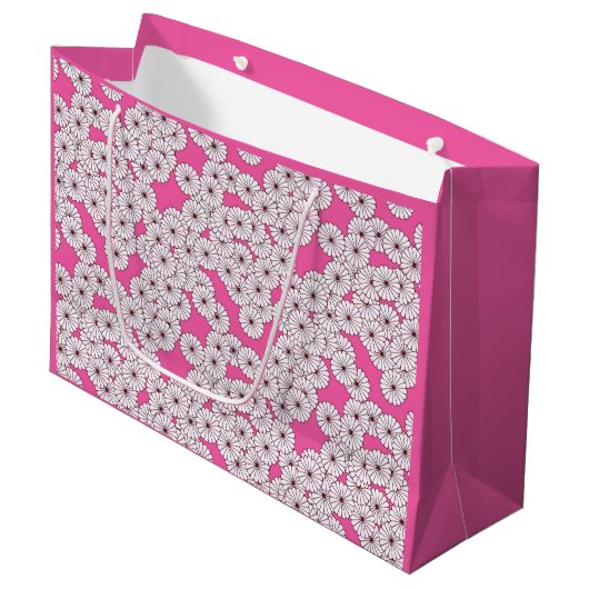 Kunstdebloem - wit op roze groot cadeauzakje (Voorkant Gekanteld)