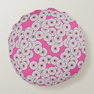 Kunstdebloem - wit op roze rond kussen