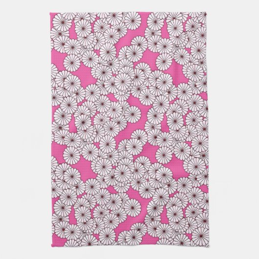 Kunstdebloem - wit op roze theedoek (Verticaal)