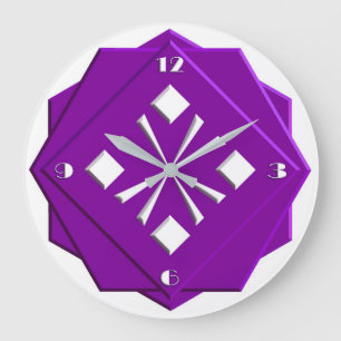 Kunstdeco-amethyst paars geometrisch patroon grote klok