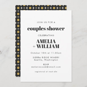  kunstdeco Black Gold Floral Couples — Shower Kaart