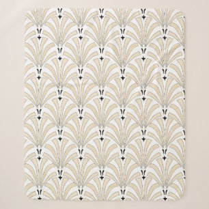 Kunstdeco Classy Black en Cream Palmettos (1920) Sherpa Deken