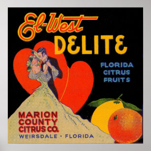 Kunstdeco El-West Delite Florida Citrus Fruit uit Poster
