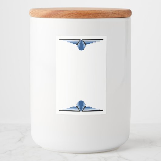 Kunstdeco-element in blauw voedseletiket voedselcontainer etiket (Voorkant)