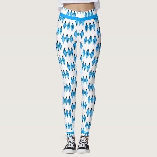 Kunstdeco-element in blauwe blauwgroen Leggings (Voorkant)