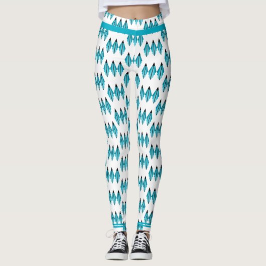 Kunstdeco-element in blauwgroen groene Leggings (Voorkant)
