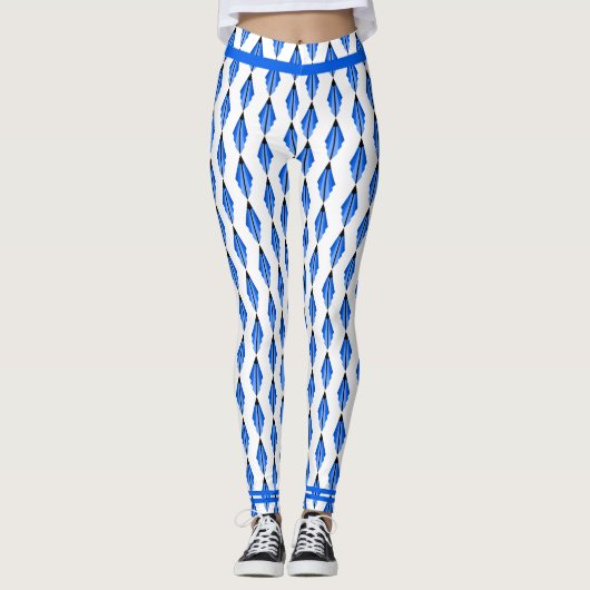 Kunstdeco-element in diepe blauwe Leggings (Voorkant)