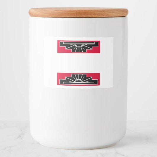 Kunstdeco-element in het rood-voedseletiket voedselcontainer etiket (Voorkant)