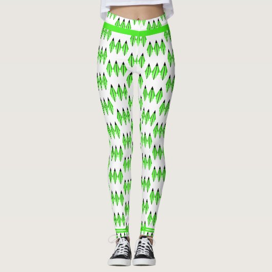 Kunstdeco-element in kalkgroene Leggings (Voorkant)