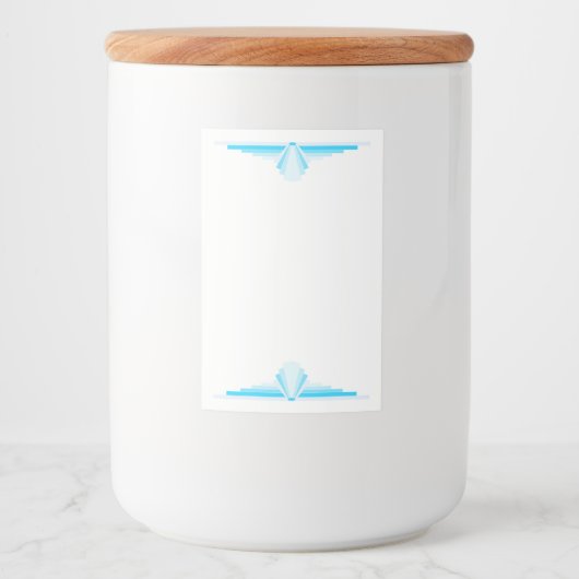 Kunstdeco-element in lichtblauw voedselcontainer etiket (Voorkant)