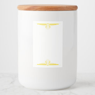 Kunstdeco-element in lichtgeel voedselcontainer etiket