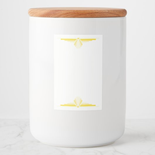 Kunstdeco-element in lichtgeel voedselcontainer etiket (Voorkant)