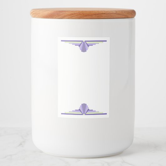 Kunstdeco-element in paars en citroen voedselcontainer etiket (Voorkant)