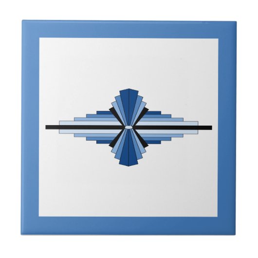 Kunstdeco-elementen in blauw, marine en zwart tegeltje (Voorkant)