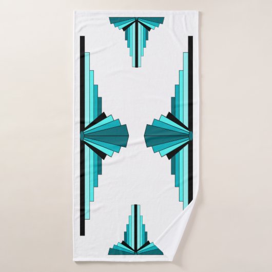 Kunstdeco-elementen in blauwgroen groen badhanddoek (Badhanddoek)