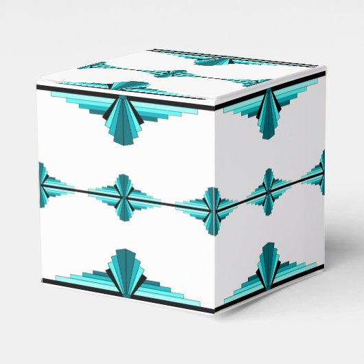 Kunstdeco-elementen in blauwgroen groen bedankdoosjes (Voorkant Zijde)