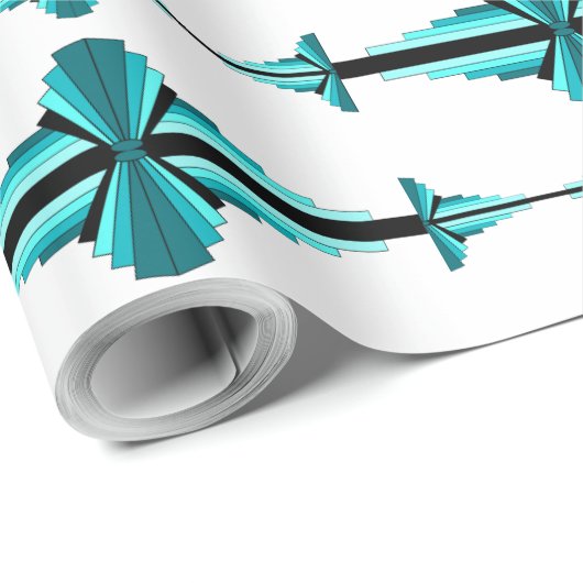 Kunstdeco-elementen in blauwgroen groen cadeaupapier (Rol Hoek)