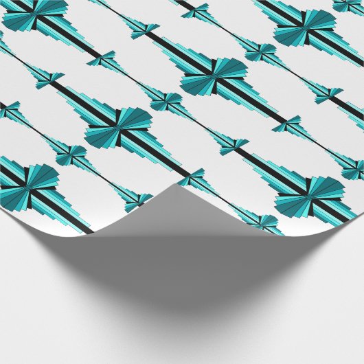 Kunstdeco-elementen in blauwgroen groen cadeaupapier (Hoek)