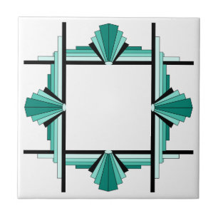 Kunstdeco-elementen in blauwgroen groen en zwart tegeltje