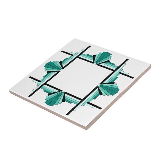 Kunstdeco-elementen in blauwgroen groen en zwart tegeltje (Zijkant)