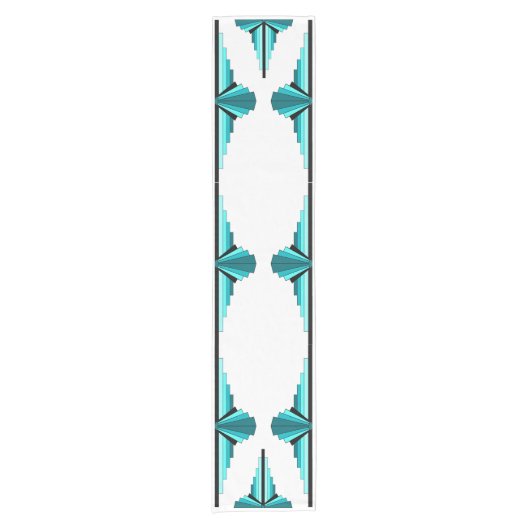 Kunstdeco-elementen in blauwgroen groen korte tafelloper (Voorkant)