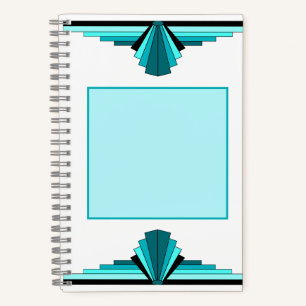 Kunstdeco-elementen in blauwgroen groen notitieboek