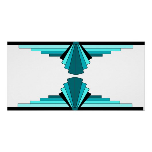 Kunstdeco-elementen in blauwgroen groen perfect poster (Voorkant)