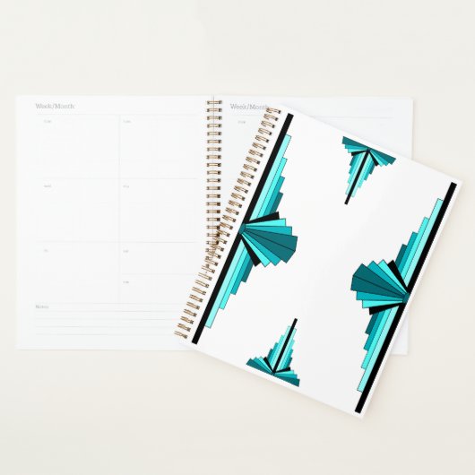 Kunstdeco-elementen in blauwgroen groen planner (Display)
