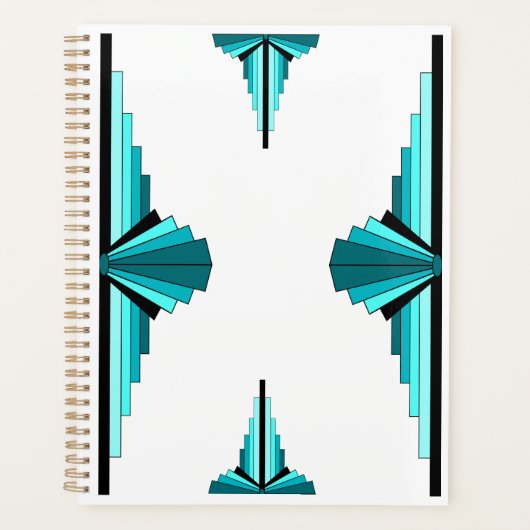 Kunstdeco-elementen in blauwgroen groen planner (Voorkant)