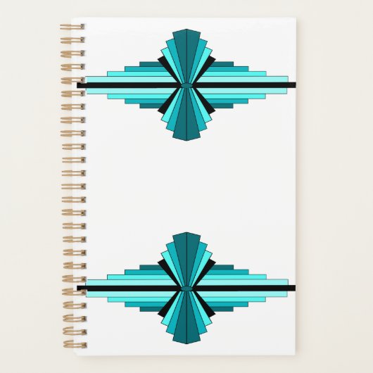 Kunstdeco-elementen in blauwgroen groen planner (Voorkant)