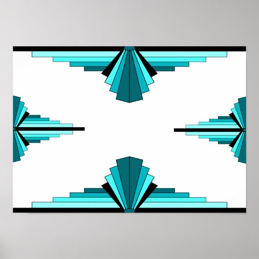 Kunstdeco-elementen in blauwgroen groen Poster (Voorkant)
