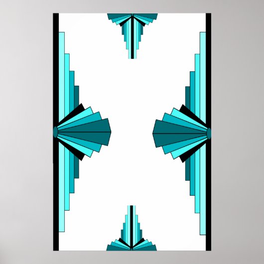 Kunstdeco-elementen in blauwgroen groen poster (Voorkant)