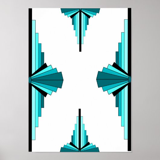 Kunstdeco-elementen in blauwgroen groen poster (Voorkant)