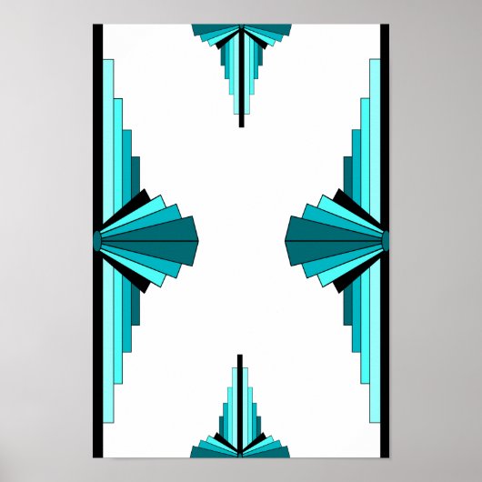 Kunstdeco-elementen in blauwgroen groen poster (Voorkant)